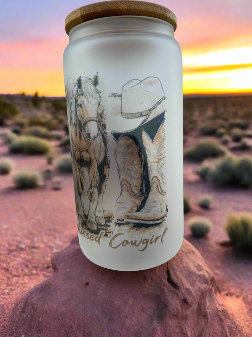 Sunkissed Cowgirl 16oz Glass Can