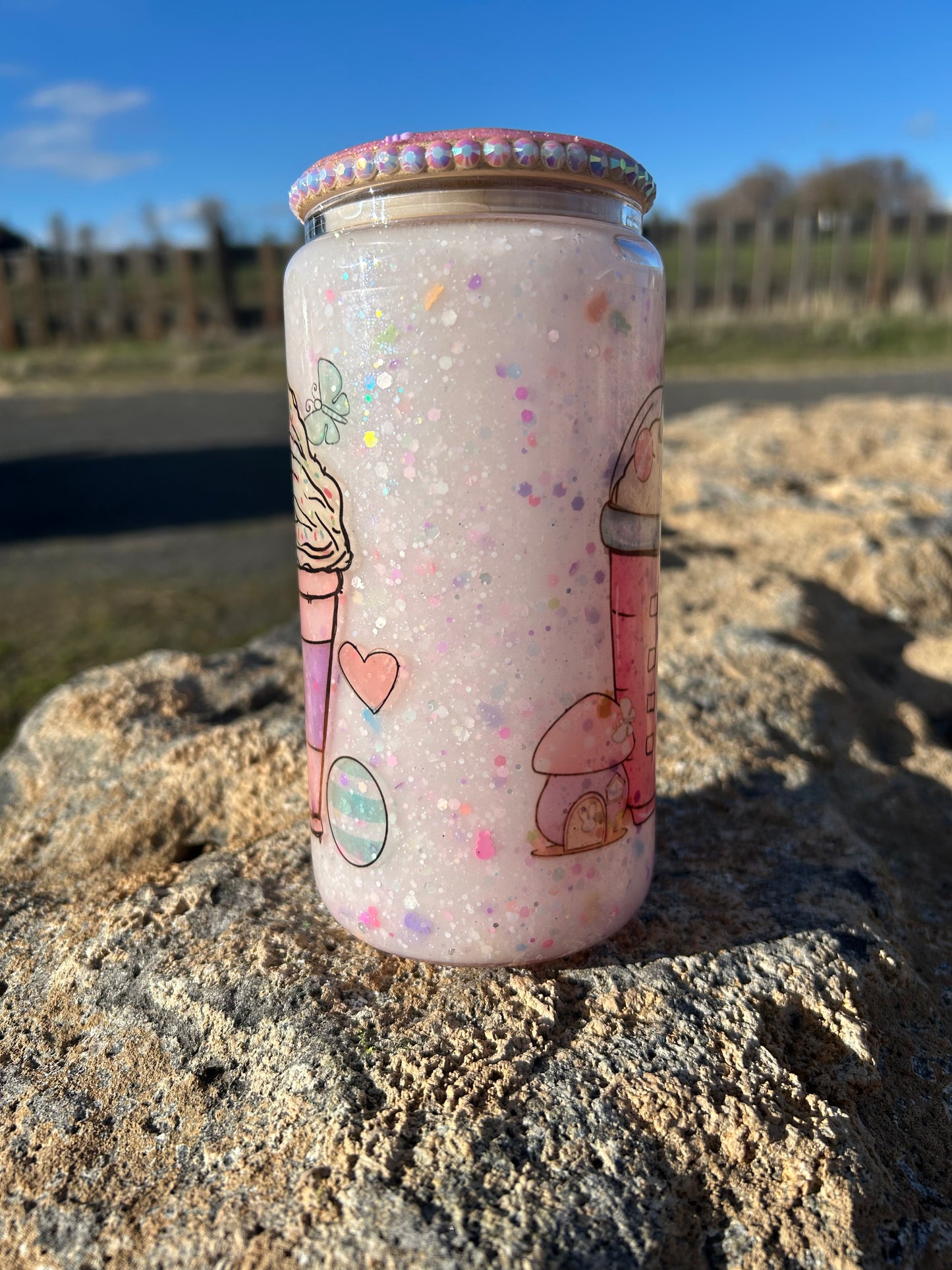 Easter Snow Globe Glass Can Tumbler