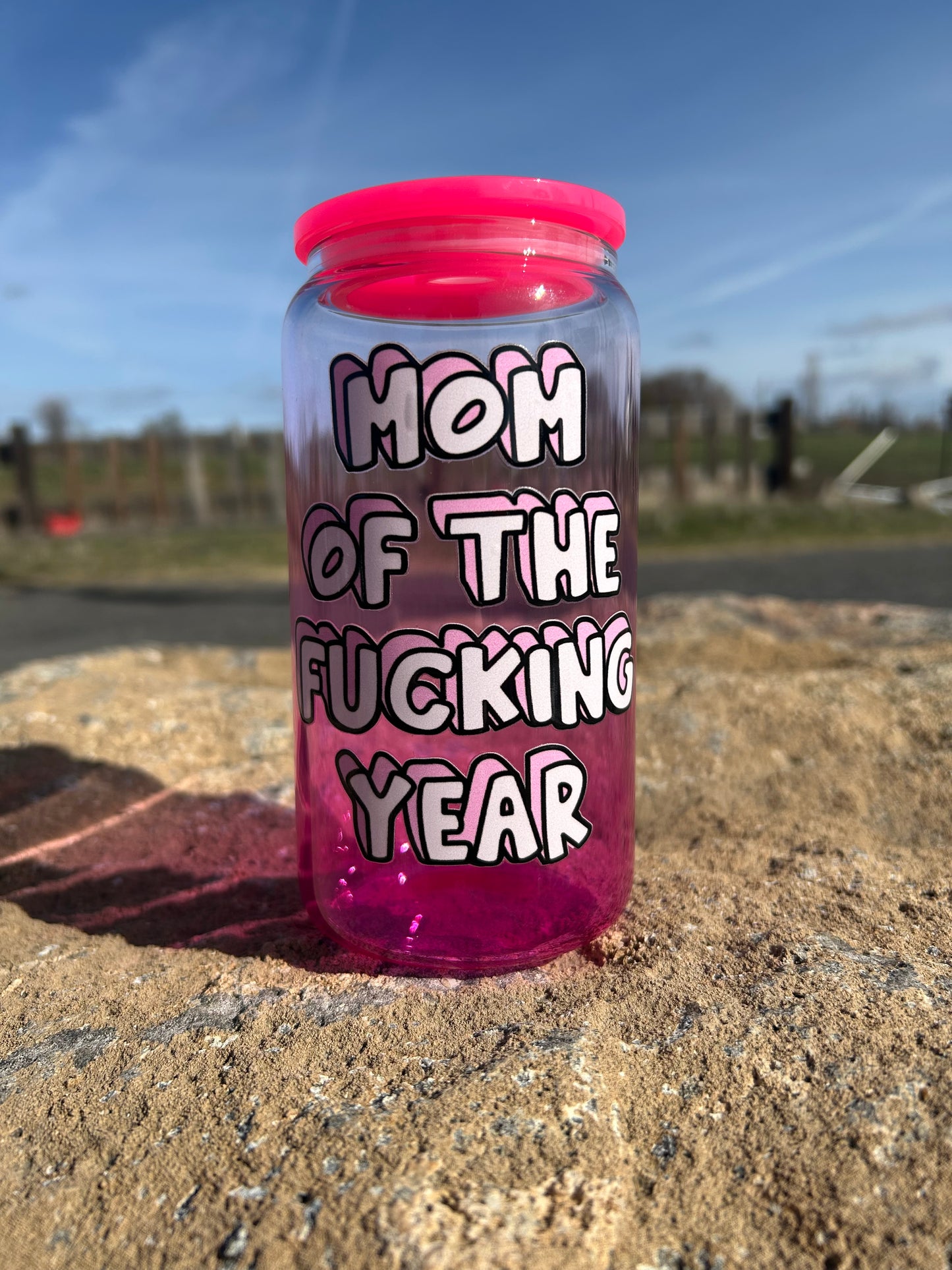 Mom of the Year Glass Can Tumbler