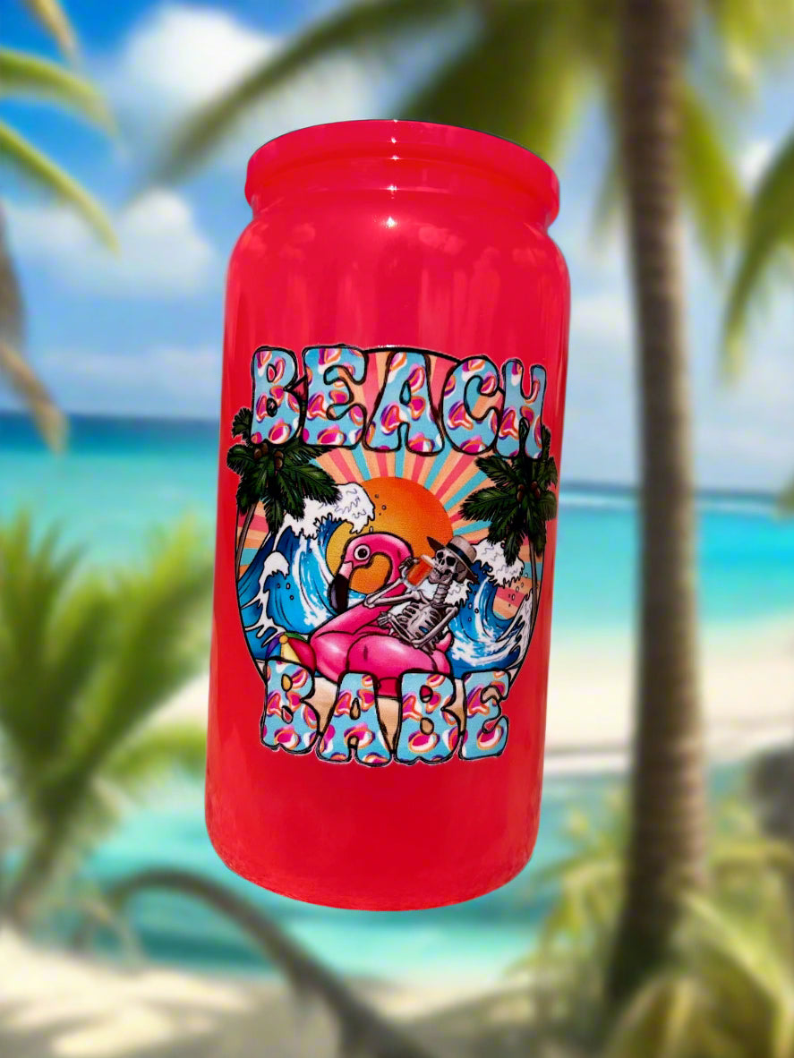 16oz Beach Babe Glass Can