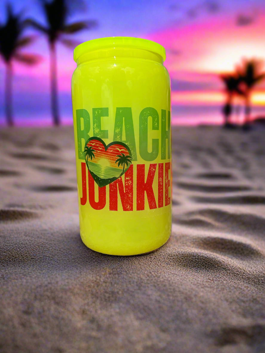 16oz Beach Junkie Glass Can