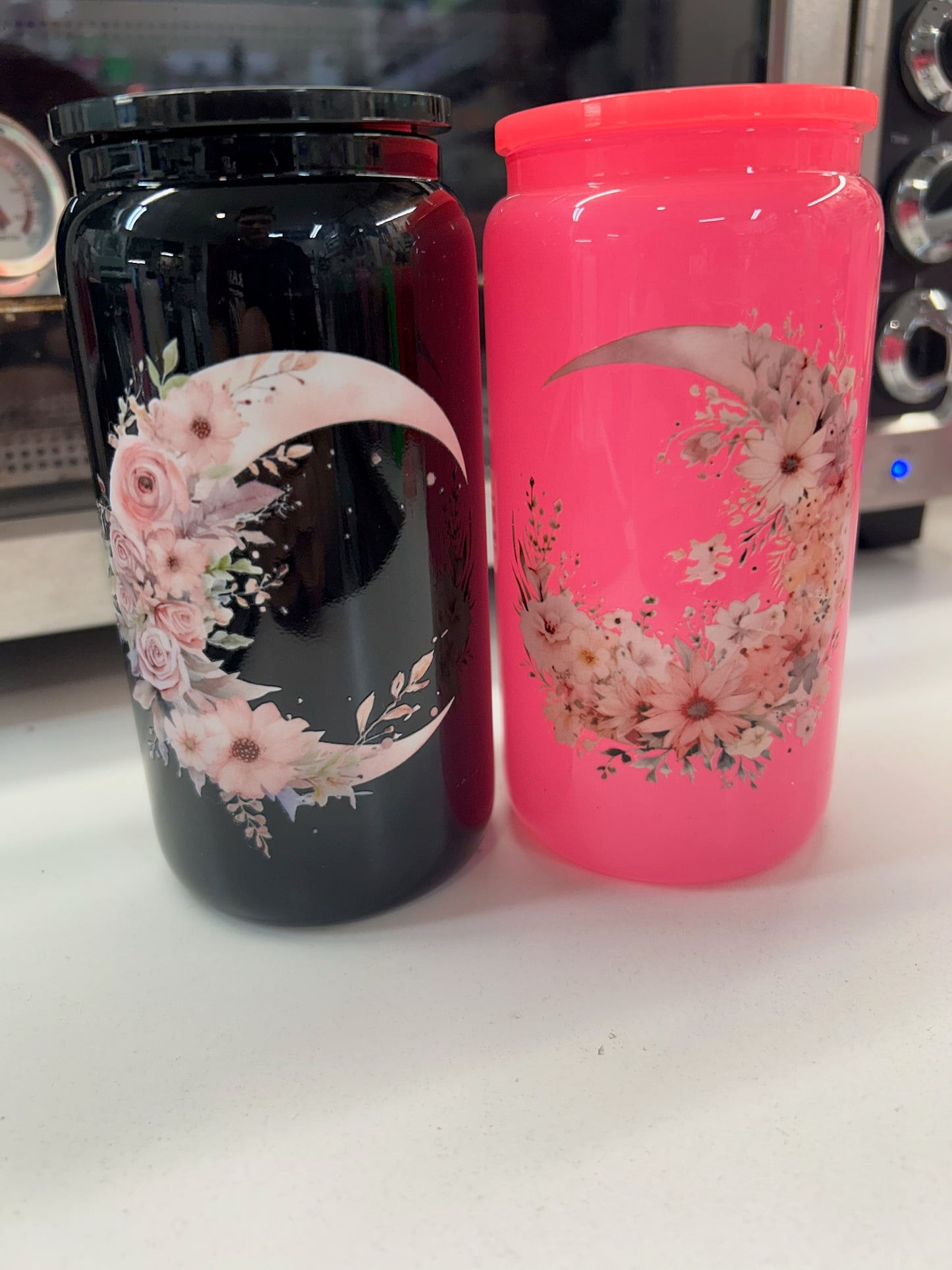 16oz Floral Moon Glass Tumbler