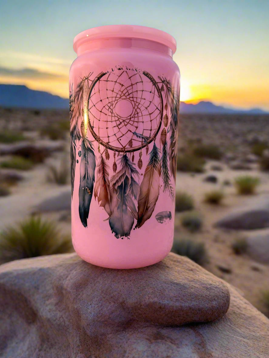 16oz Dream Catcher Glass Can