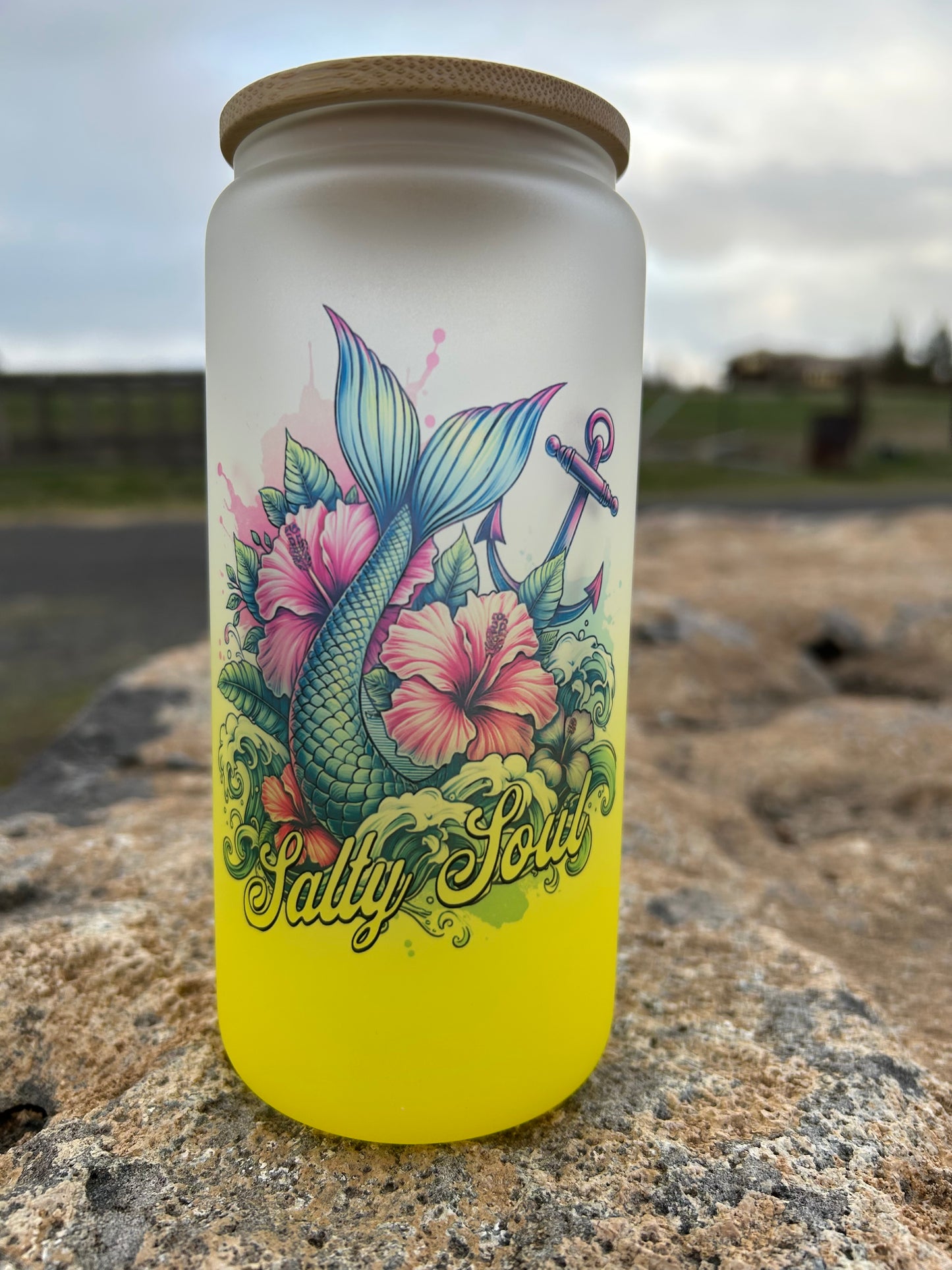 20oz Frosted Ombré Salty Soul Glass Can