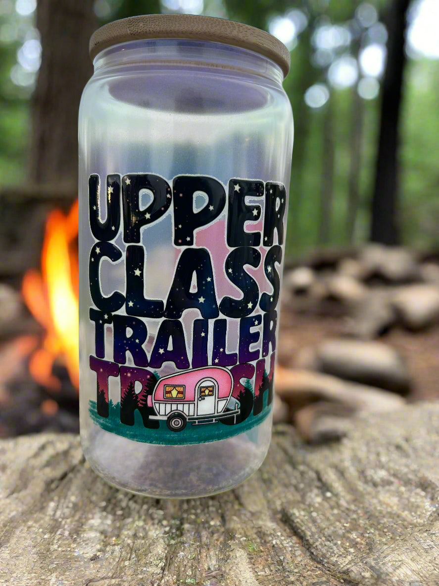 16oz Upper Class Trailer Trash Glass Can
