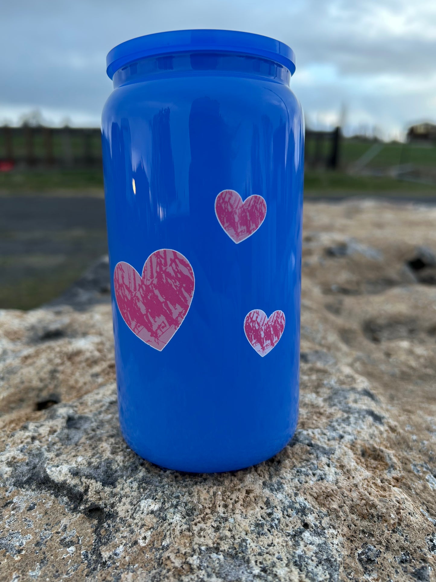 16 OZ Stitch decor Glass Tumbler