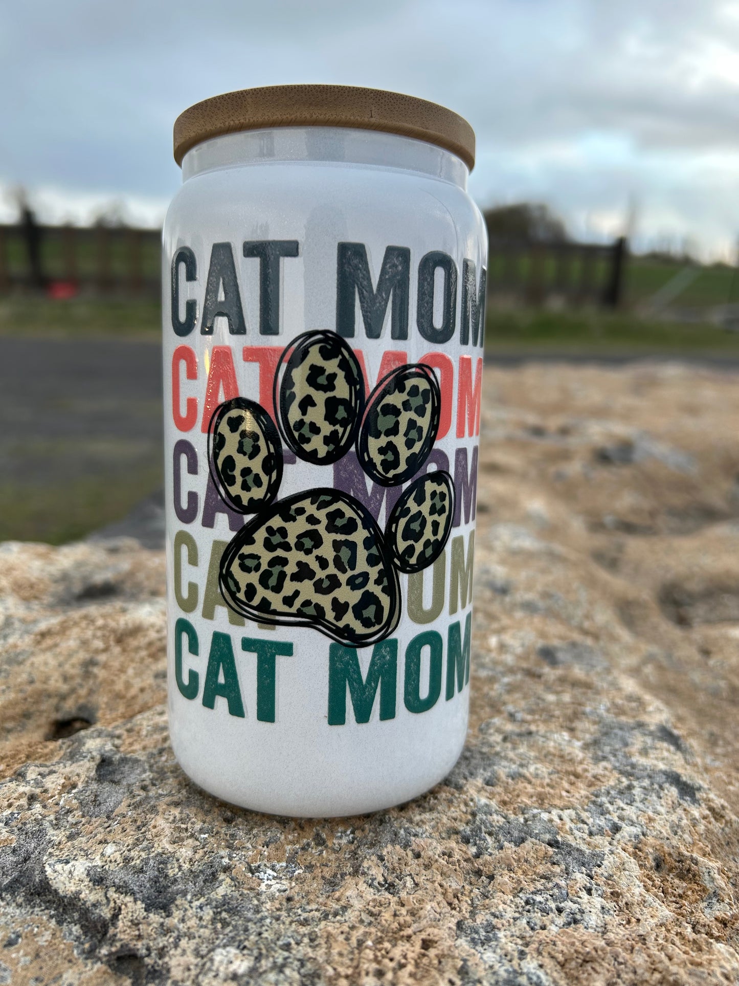 16OZ Cat Mom Glass Can