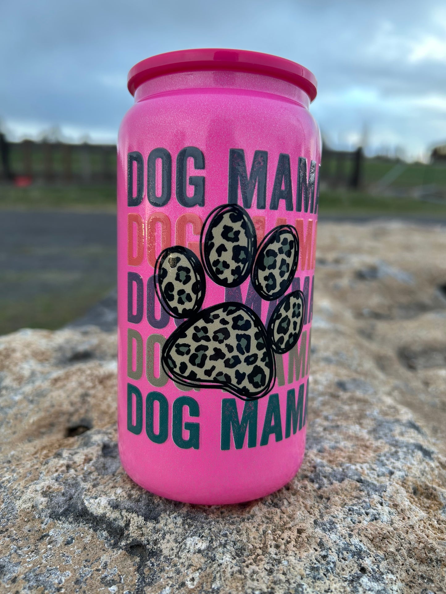 16oz Dog Mama Glass Can
