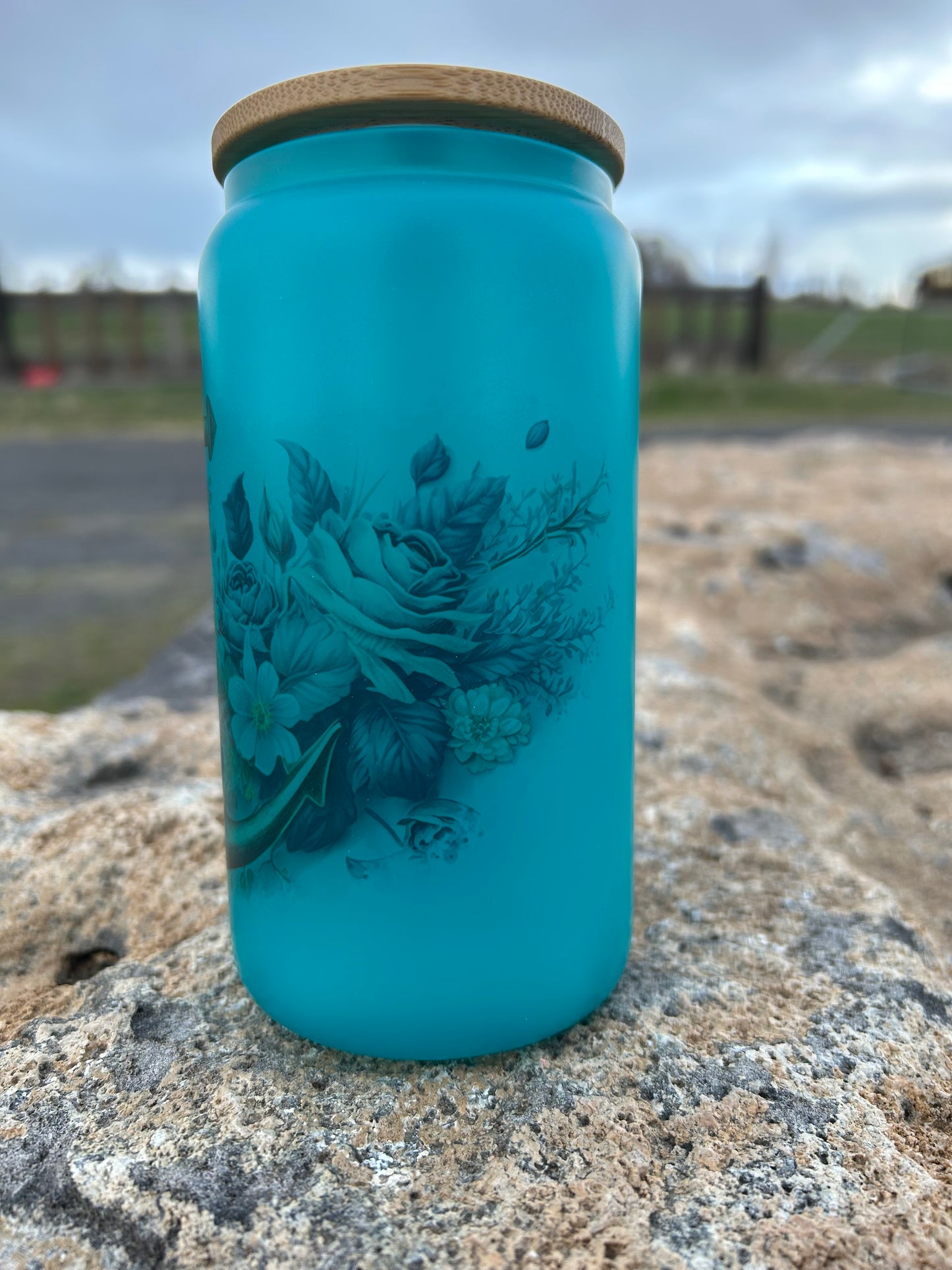 16oz Nautical Floral Anchor Glass tumbler