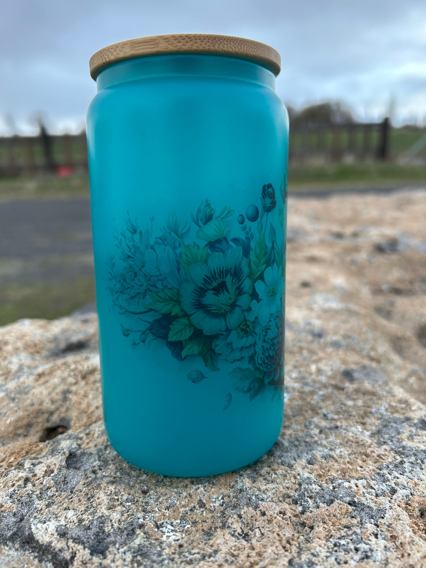16oz Nautical Floral Anchor Glass tumbler
