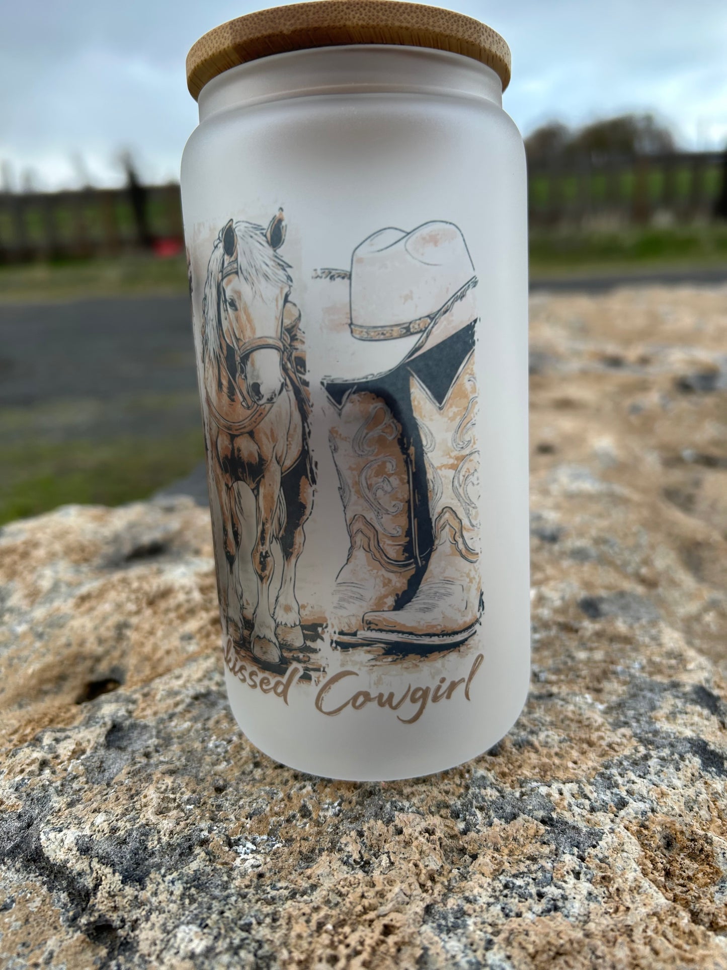 Sunkissed Cowgirl 16oz Glass Can