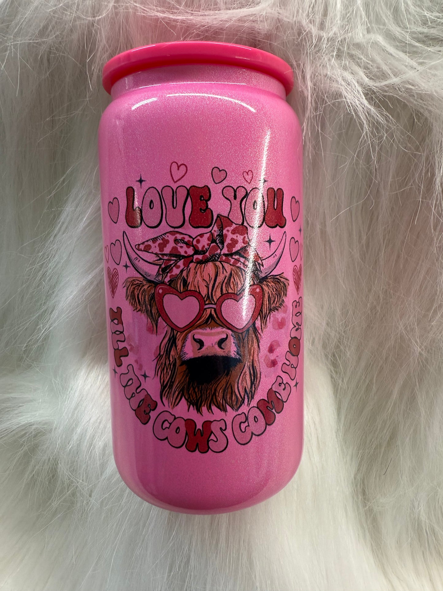 Cows Coming Home Valentine's Day Glass Can