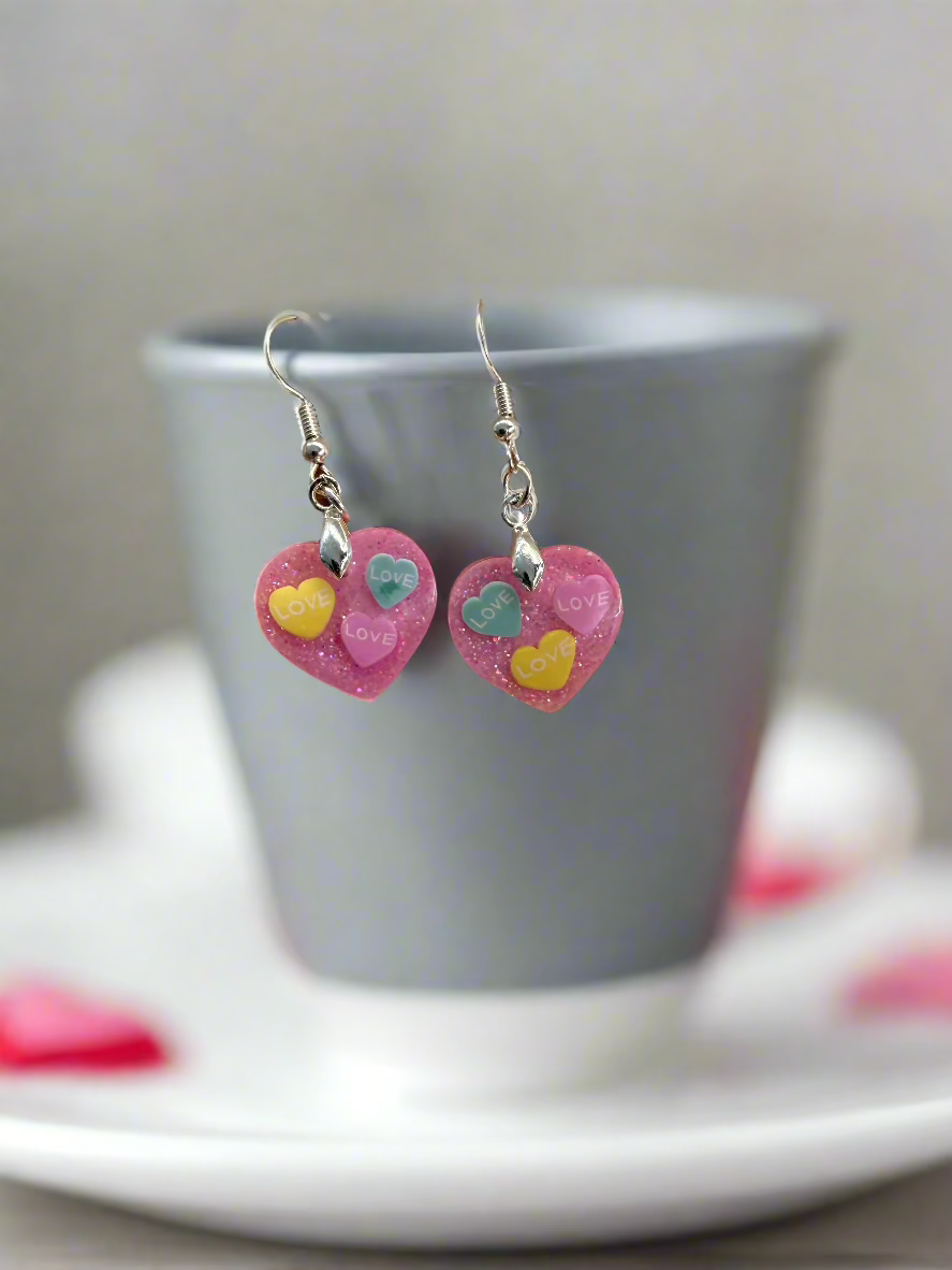 Cutie Candy Hearts Valentine's Day Earrings