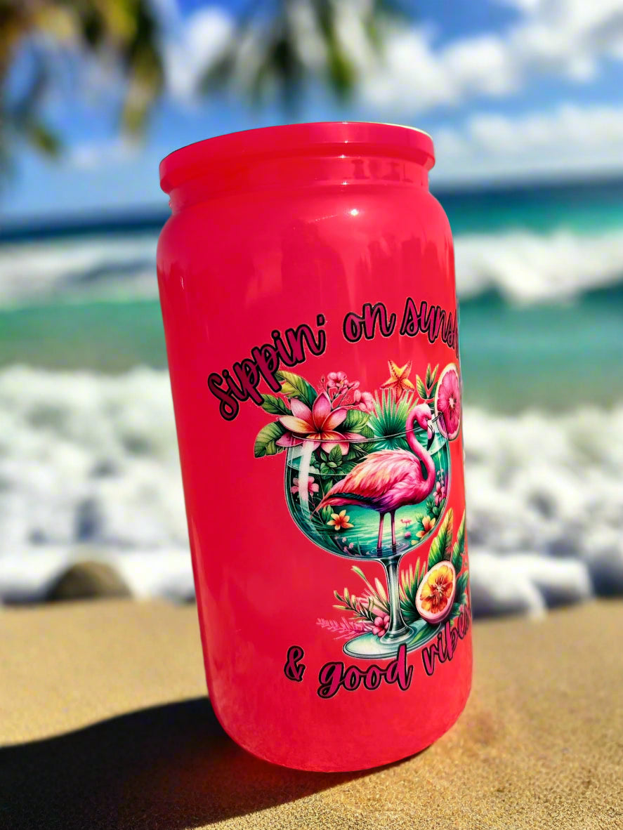 16oz. Neon Sipping on Sunshine Glass Can
