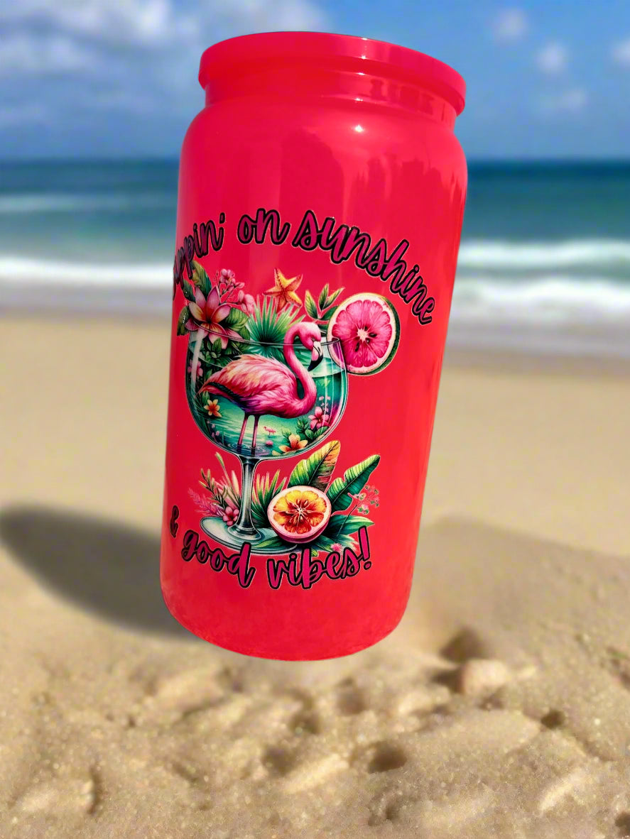 16oz. Neon Sipping on Sunshine Glass Can