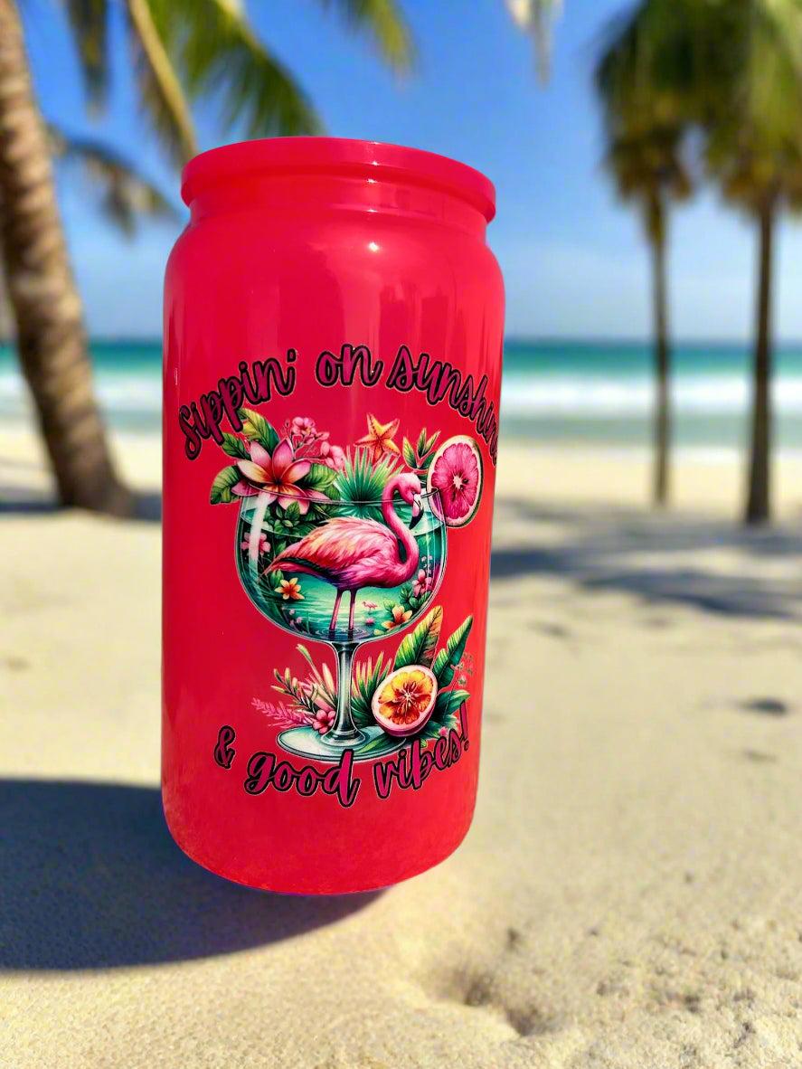 16oz. Neon Sipping on Sunshine Glass Can