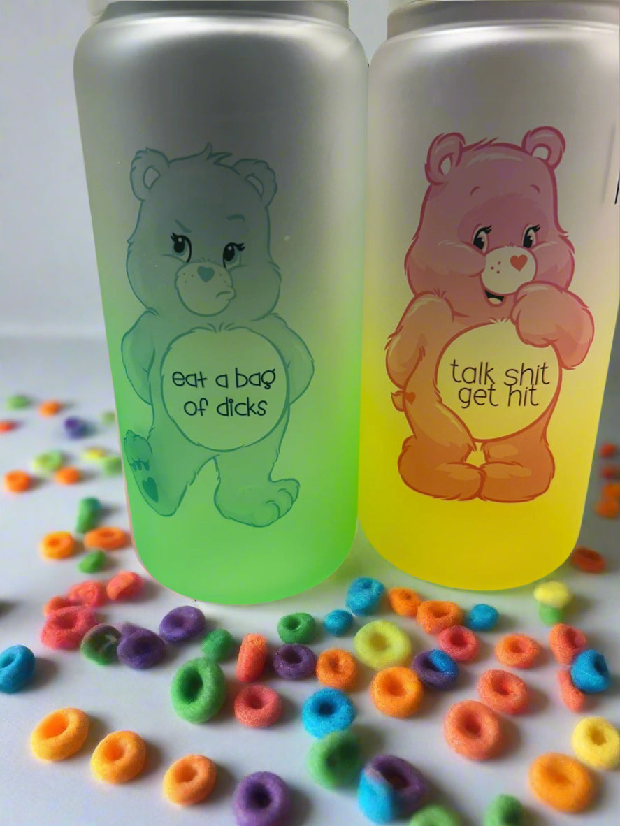 20oz Swear Bear Frosted Glass Can