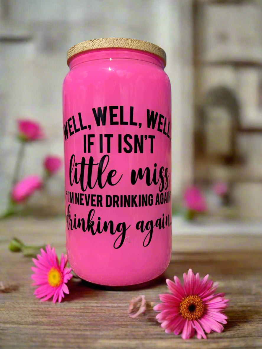 16oz Little Miss Drinking Again Glass Can