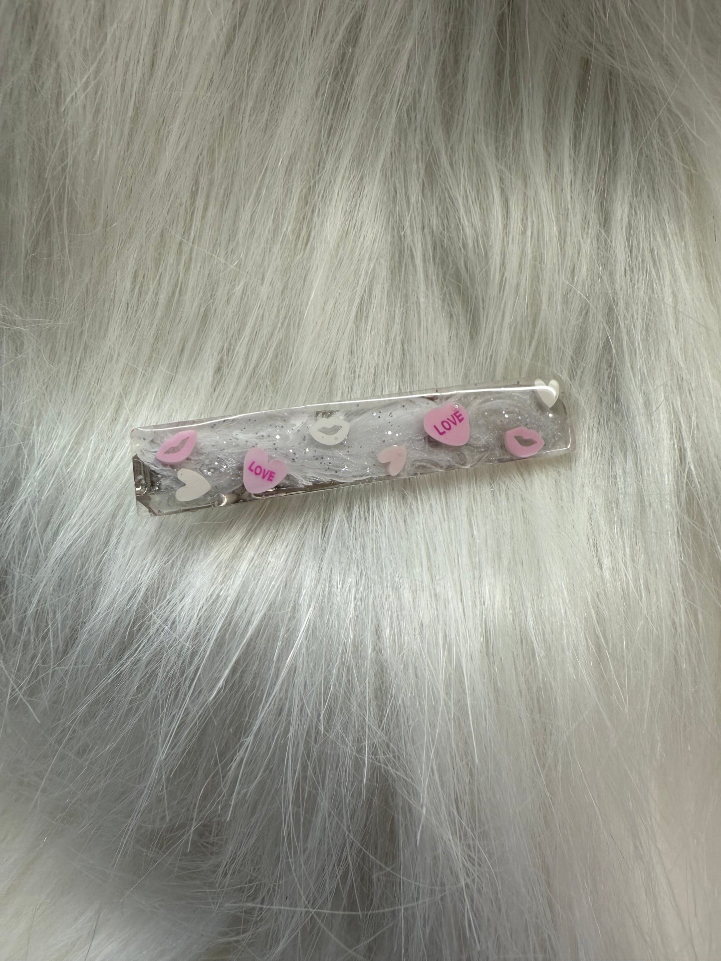 Sparkle White and Pink Hair Clip