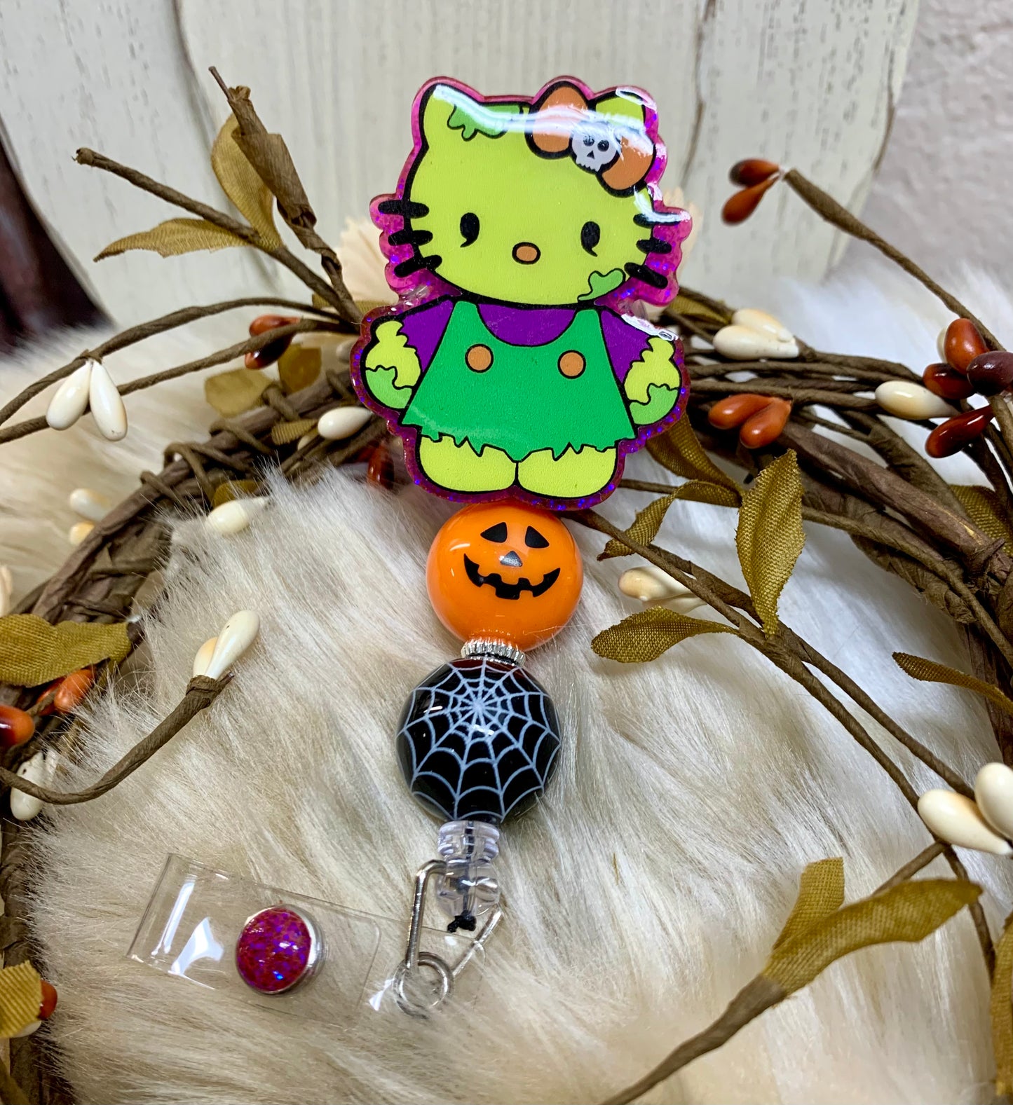 Zombie Hello Kitty- Bandge Reel w/ Black Spider Web