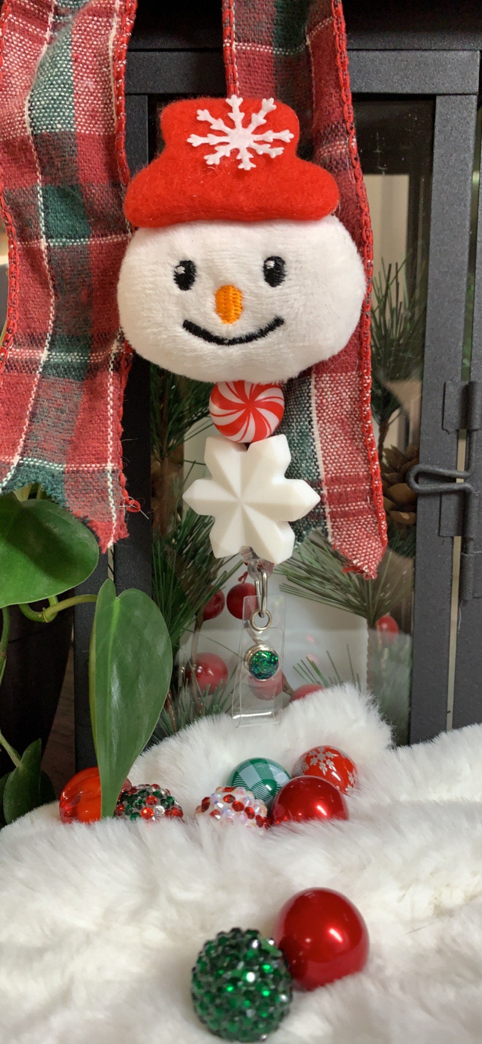 Plush Frosty The Snowman- Christmas Badge Reel