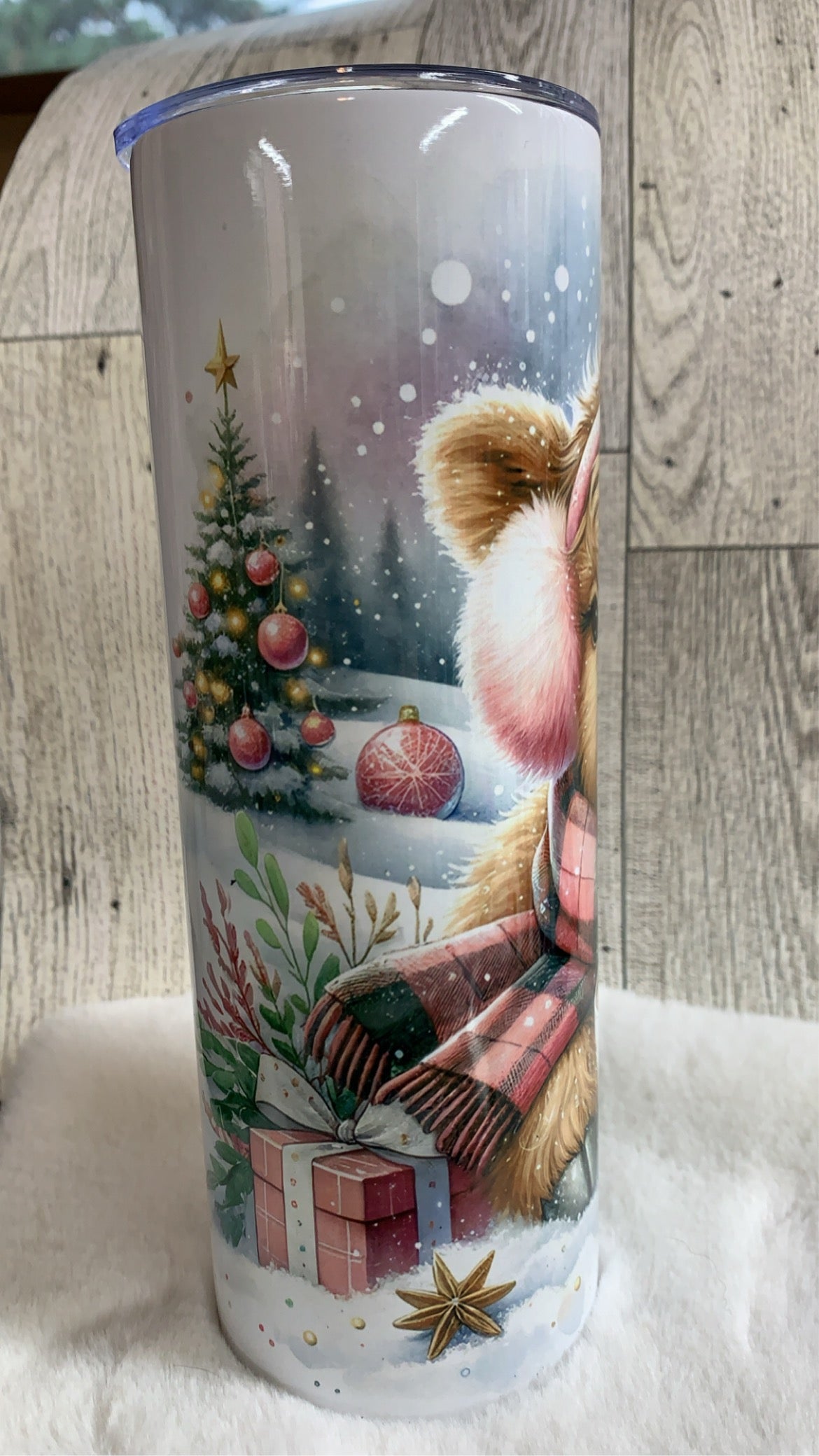 Pink Christmas Highland Cow 20oz Tumbler