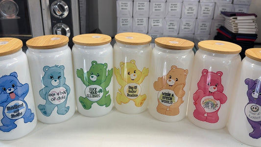 16oz Swear Bear Glass Can