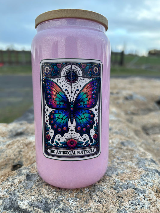 Anti Social Butterfly Glass Tumbler