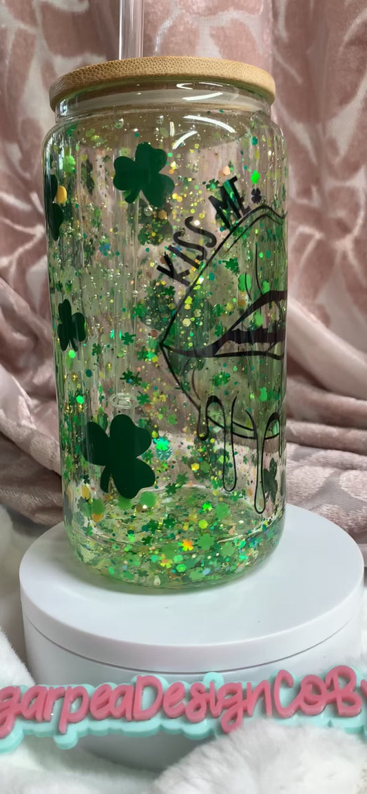 Kiss Me I'm Irish Glass Snow Globe Can