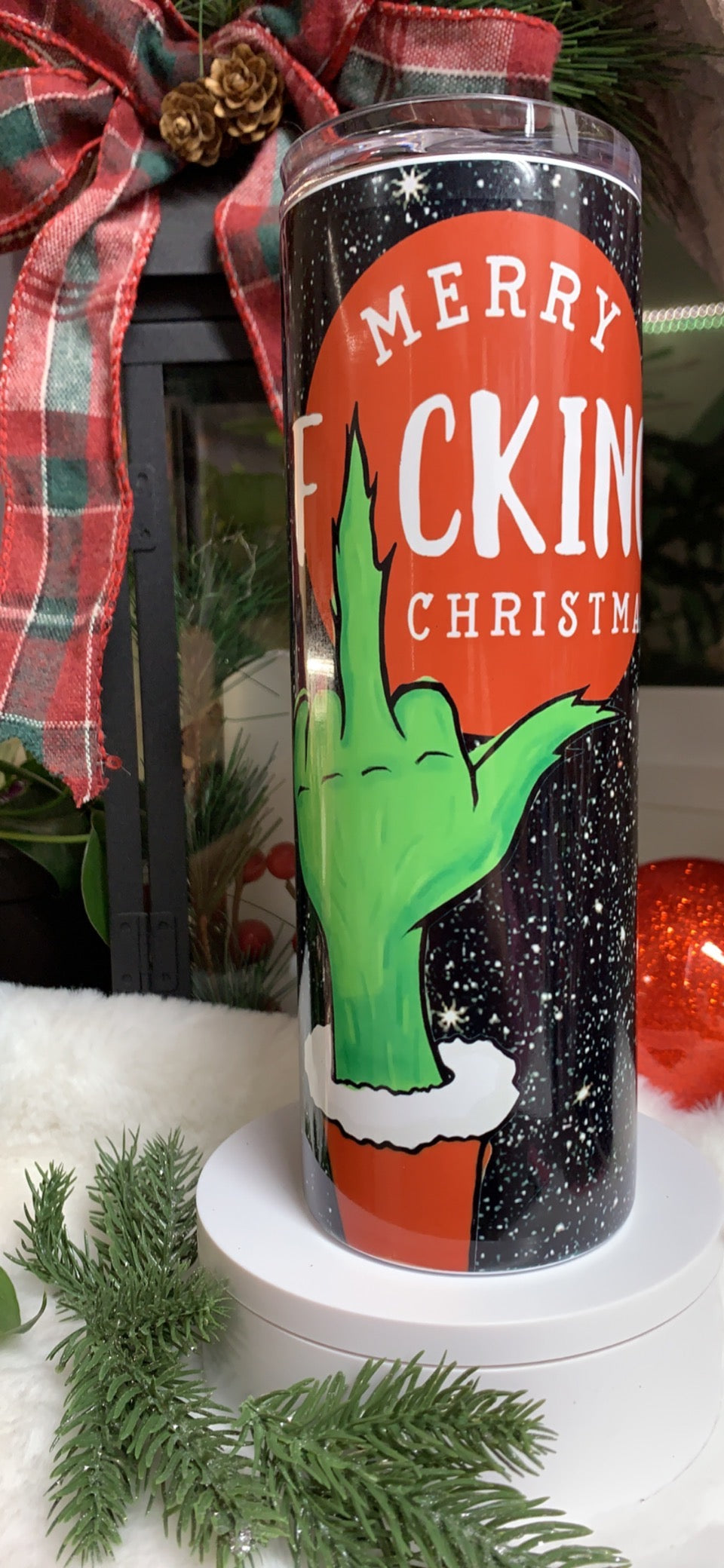 Merry Effing Christmas Grinch- 20oz Skinny Sublimated Tumbler