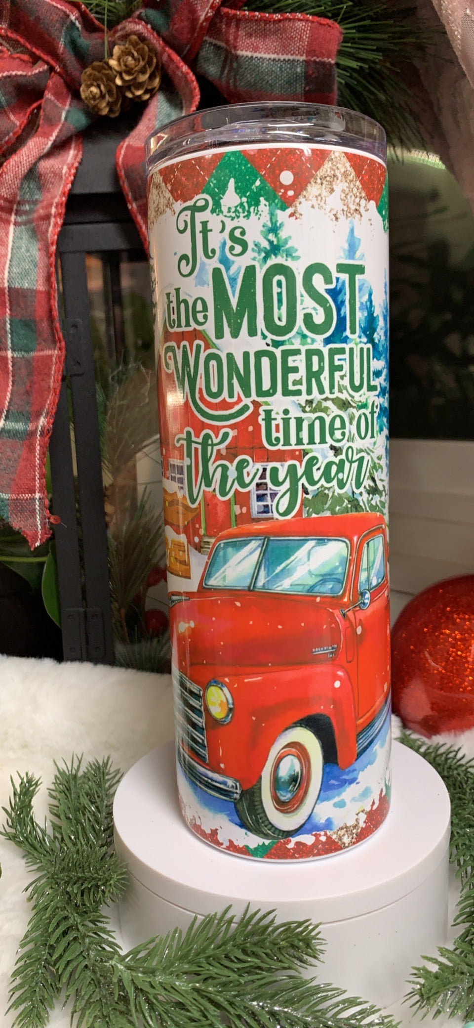 Most Wonderful Time of The Year- 20oz Skinny Sublimated Christmas Tumbler