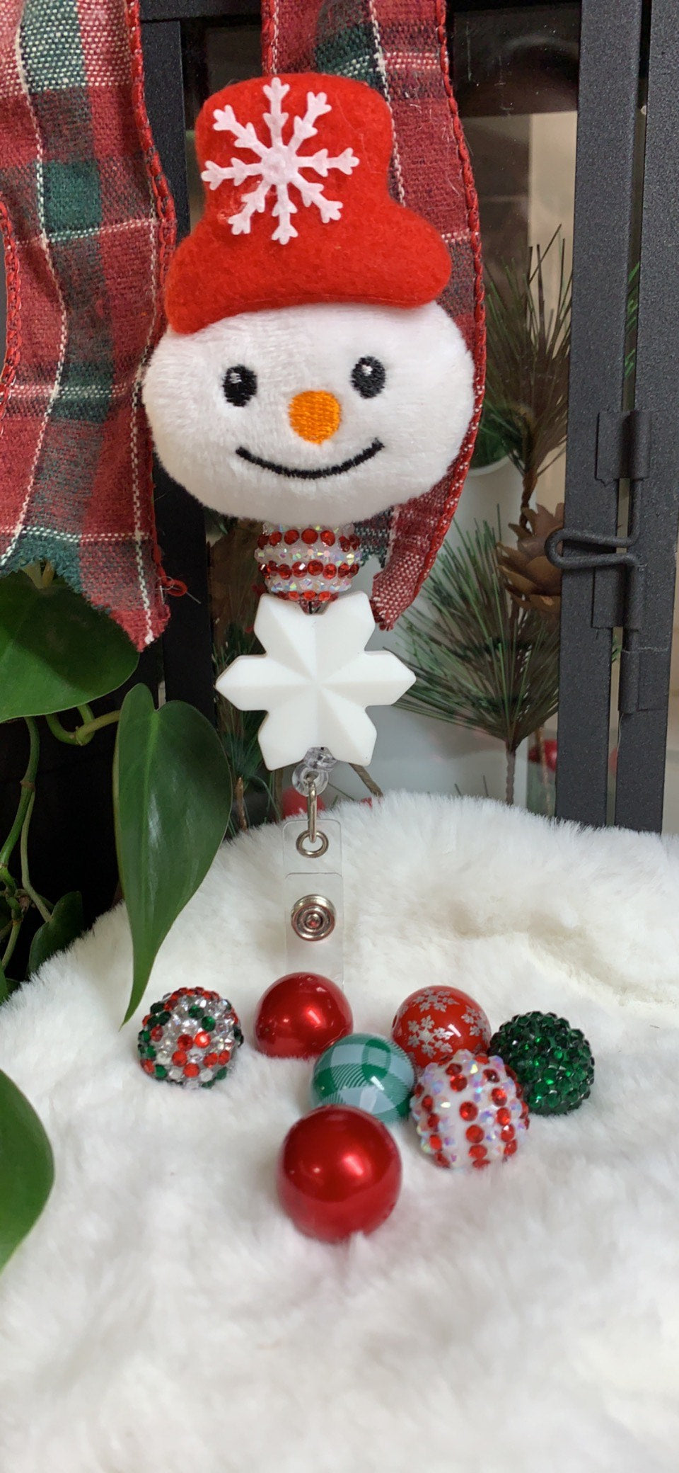 Plush Frosty The Snowman- Christmas Badge Reel