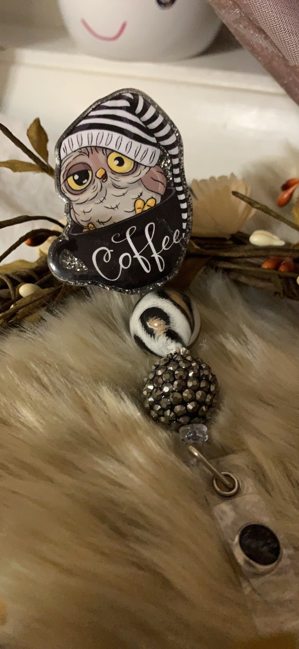 Sleepy Winter Owl in a Cup- Winter Badge Reel