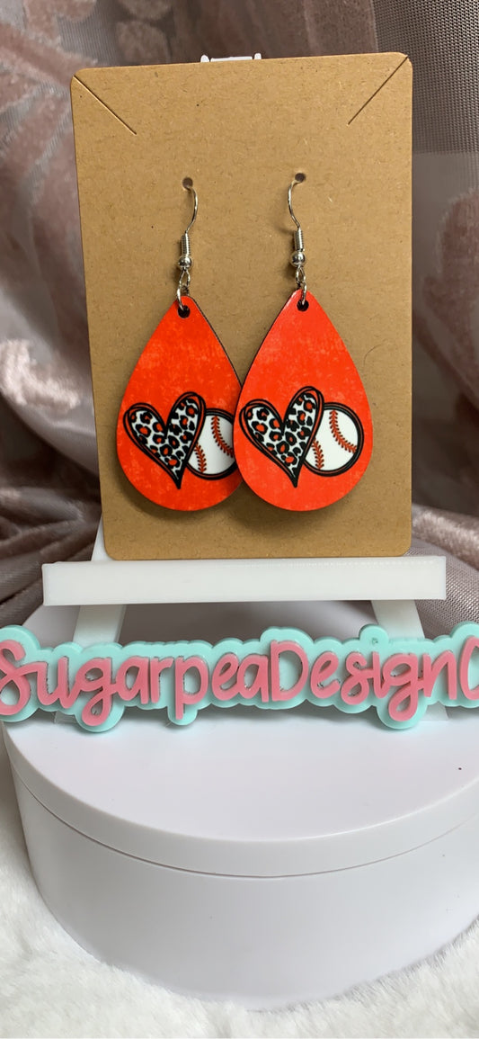 Baseball Heart Earrings